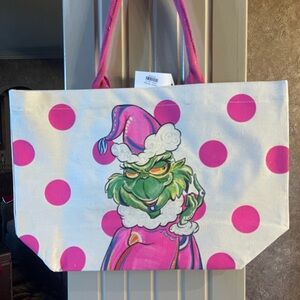 Pink Polka Dot Grinch Tote Bag